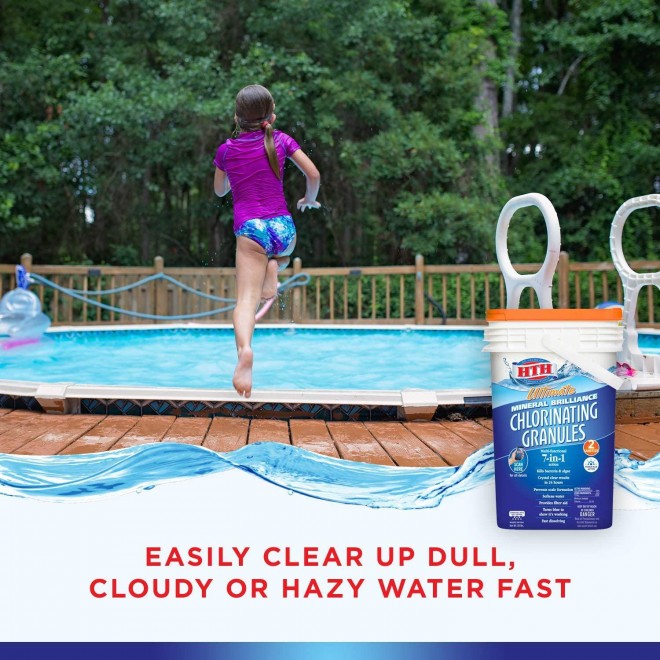 HTH 22009 Ultimate Mineral Brilliance Chlorinating Granules for Swimming Pools, 50 lbs