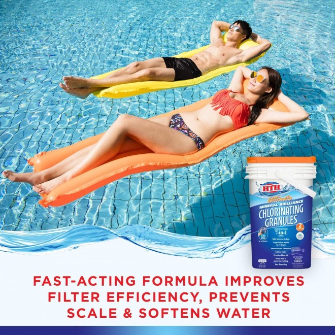 HTH 22009 Ultimate Mineral Brilliance Chlorinating Granules for Swimming Pools, 50 lbs