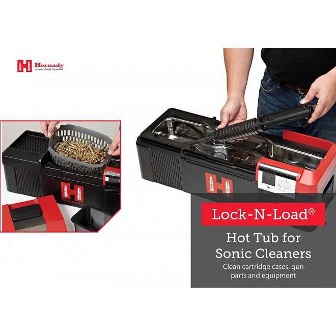 Hornady Lock-N-Load Hot Tub Sonic Cleaner – Clean Cases, Guns, Gun Parts and Equipment – Removes Carbon Residue, Tarnish and Oxidation – 9L Tank, Black