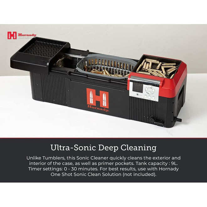 Hornady Lock-N-Load Hot Tub Sonic Cleaner – Clean Cases, Guns, Gun Parts and Equipment – Removes Carbon Residue, Tarnish and Oxidation – 9L Tank, Black