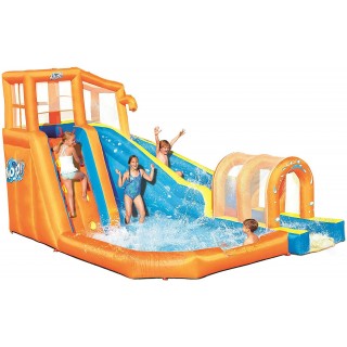 Bestway Hurricane Tunnel Blast Inflatable Water Park Play Center | Includes Big Water Slide, Water Blob, Climbing Wall, and Pool Area | Outdoor Summer Fun for Kids & Families
