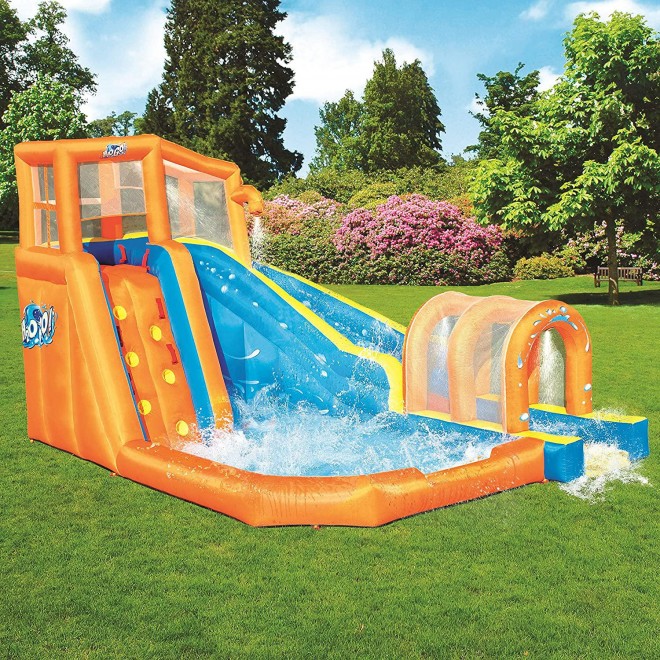 Bestway Hurricane Tunnel Blast Inflatable Water Park Play Center | Includes Big Water Slide, Water Blob, Climbing Wall, and Pool Area | Outdoor Summer Fun for Kids & Families