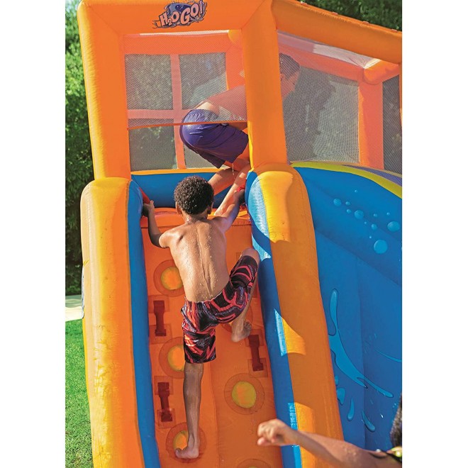 Bestway Hurricane Tunnel Blast Inflatable Water Park Play Center | Includes Big Water Slide, Water Blob, Climbing Wall, and Pool Area | Outdoor Summer Fun for Kids & Families