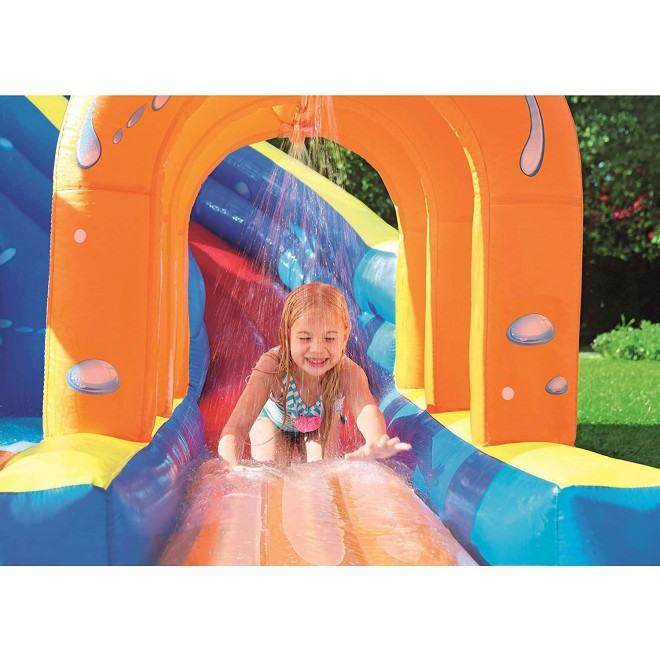 Bestway Hurricane Tunnel Blast Inflatable Water Park Play Center | Includes Big Water Slide, Water Blob, Climbing Wall, and Pool Area | Outdoor Summer Fun for Kids & Families