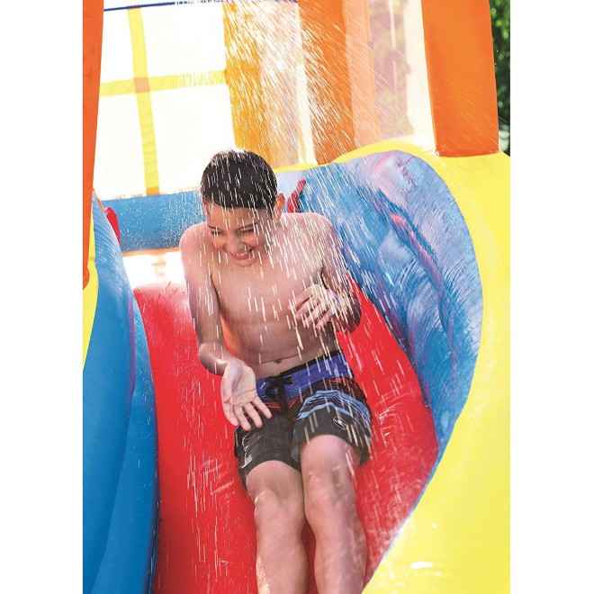 Bestway Hurricane Tunnel Blast Inflatable Water Park Play Center | Includes Big Water Slide, Water Blob, Climbing Wall, and Pool Area | Outdoor Summer Fun for Kids & Families