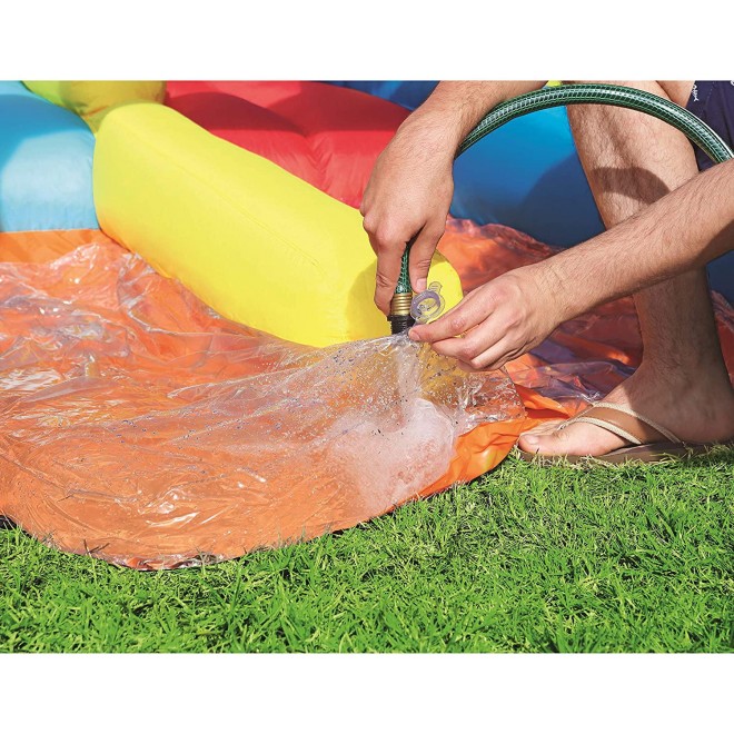 Bestway Hurricane Tunnel Blast Inflatable Water Park Play Center | Includes Big Water Slide, Water Blob, Climbing Wall, and Pool Area | Outdoor Summer Fun for Kids & Families