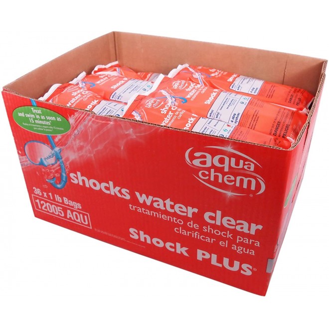 Aqua Chem 22816AQU-36 36-Pack Shock Plus Water Clarifier for Swimming Pools, 1-Pound