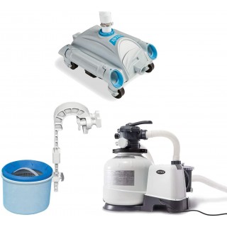 Intex Pool Sand Filter Pump with Pool Vacuum and Wall Mount Pool Surface Skimmer
