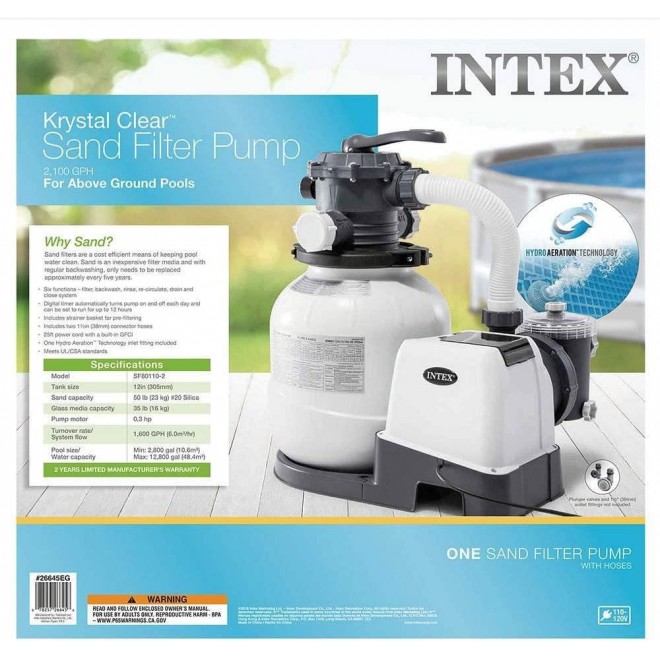 Intex 2100 GPH Above Ground Pool Sand Filter Pump w/Deluxe Pool Maintenance Kit