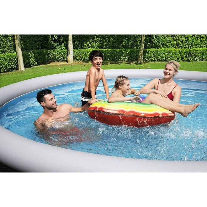 Bestway 57375E Fast Round Inflatable Set, 13ft x 33in | Rattan Print Above Ground Pool