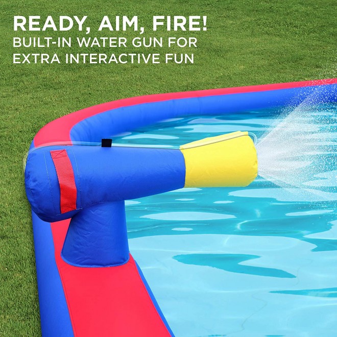 Deluxe Inflatable Water Slide Park – Heavy-Duty Nylon Bounce House for Outdoor Fun - Climbing Wall, Slide, Bouncer & Splash Pool – Easy to Set Up & Inflate with Included Air Pump & Carrying Case