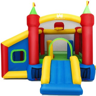 WATERJOY Inflatable Bounce House with Bounce Trampoline,Basketball Rim,Dart Target, Mystery House and Football Play Area,Suitable for Children Indoor or Outdoor Playhouse ,Without Blower