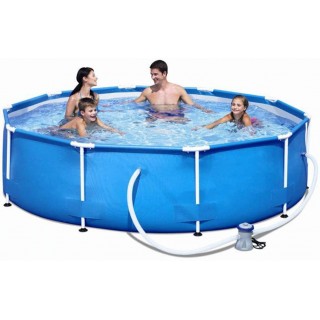 XLBHSH 305 x 76 cm Metal Frame Pool Round Frame Above Ground Pool Pond Family Swimming Pool with Filter Frame Structure Pool Easy Set Up