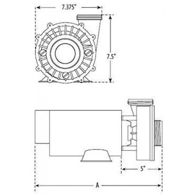 Waterway Hi-Flo Side Discharge 1HP Single-Speed Spa Pump, 115V 3410410-10