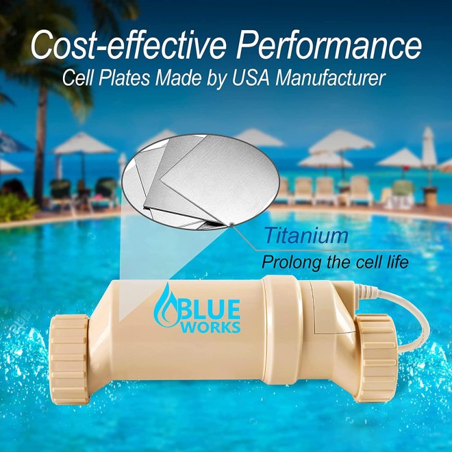 BLUE WORKS Salt Cell Model Number: BLW1T15H, Compatible with Hayward Aquarite Salt Cell Model Number: T-CELL-15 for Salt Pool | Cell Plates Made by USA Manufacturer