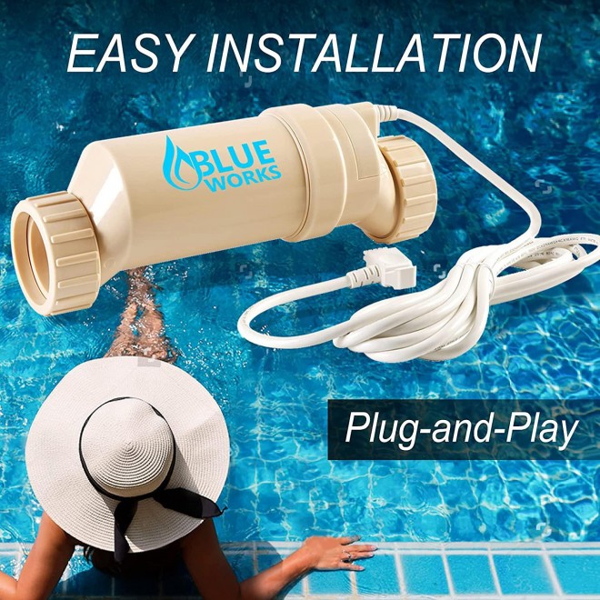 BLUE WORKS Salt Cell Model Number: BLW1T15H, Compatible with Hayward Aquarite Salt Cell Model Number: T-CELL-15 for Salt Pool | Cell Plates Made by USA Manufacturer