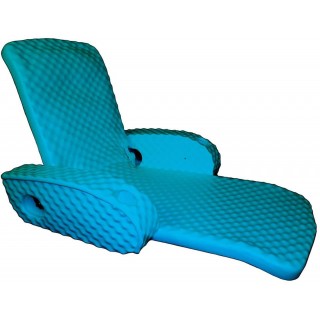 TRC Recreation Super Soft Portable Floating Swimming Pool Water Lounger Comfortable Adjustable Recliner Chair with 2 Armrest Cup Holders, Marina Blue
