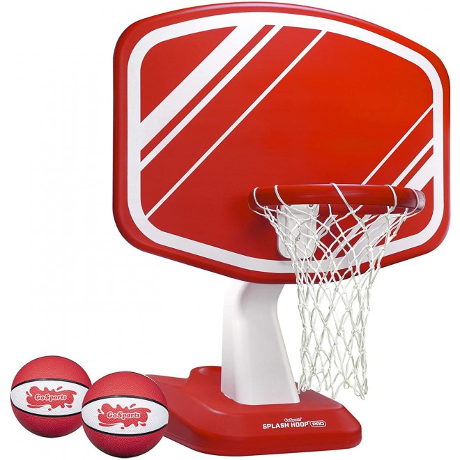 GoSports Splash Hoop PRO Swimming Pool Basketball Game, Includes Poolside Water Basketball Hoop, 2 Balls and Pump