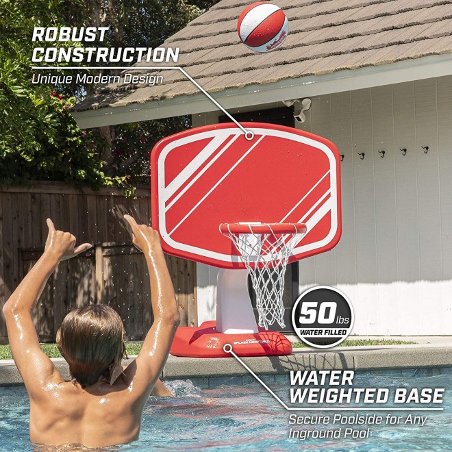 GoSports Splash Hoop PRO Swimming Pool Basketball Game, Includes Poolside Water Basketball Hoop, 2 Balls and Pump