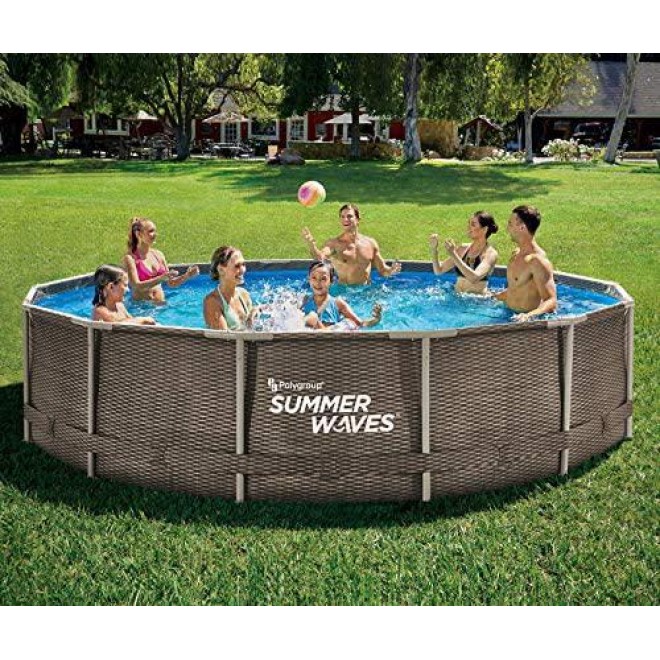 Summer Waves 14ft x 36in Wicker Metal Frame Pool Set