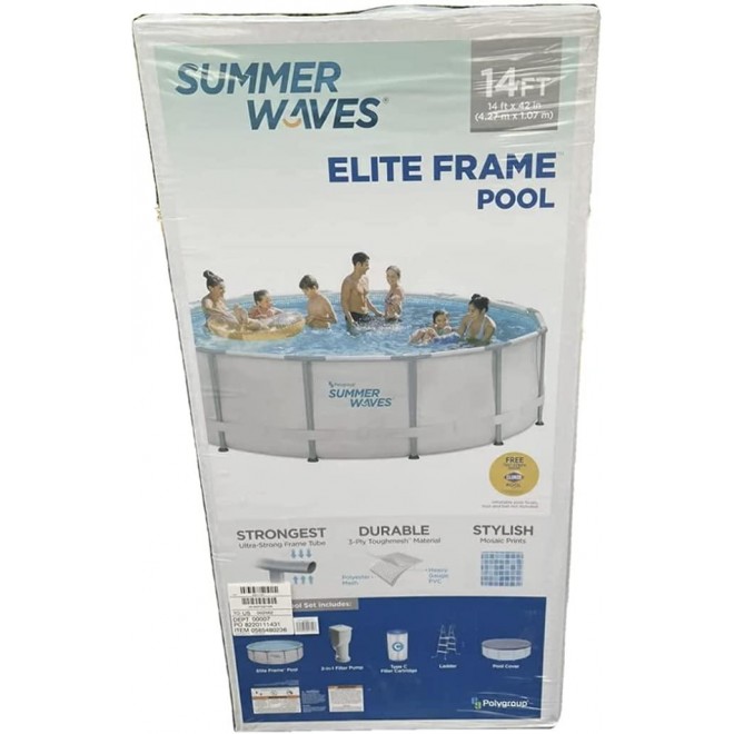 14ft Elite Frame Pool with Filter Pump, Cover, and Ladder