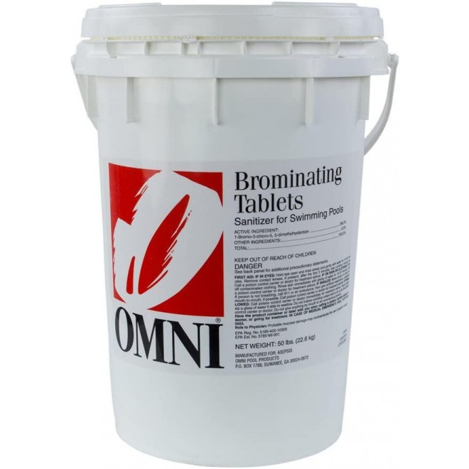 Omni 1-Inch Swimming Pool and Spa Bromine Solid Tablets (50 Lbs)