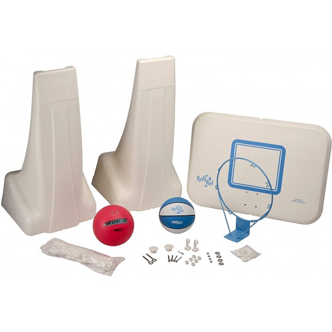 Dunnrite Products Pool Sport 2-in-1 Swimming Basketball Hoop and Volleyball Combo Set