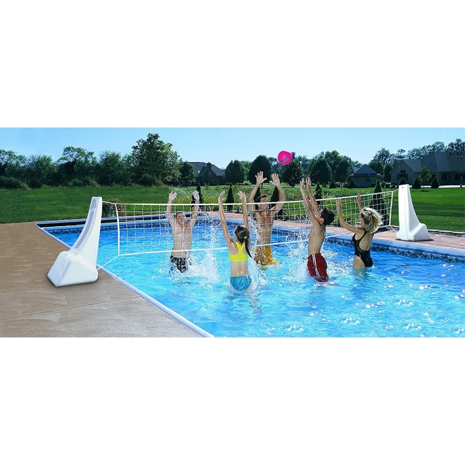 Dunnrite Products Pool Sport 2-in-1 Swimming Basketball Hoop and Volleyball Combo Set