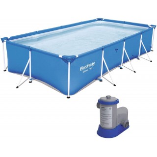 Bestway 13ft x 7ft x 32in Rectangular Frame Above Ground Swimming Pool & Pump