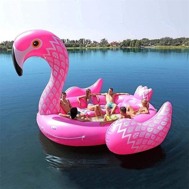YANFUY Paddling Pool 6 Person Inflatable Giant Peacock Pool Float Island Swimming Pool Lake Beach Party Floating Boat Adult Water Toys Air Mattresses 530 470 210cm Outdoor Paly Summer Water Toys-White