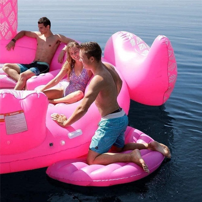 YANFUY Paddling Pool 6 Person Inflatable Giant Peacock Pool Float Island Swimming Pool Lake Beach Party Floating Boat Adult Water Toys Air Mattresses 530 470 210cm Outdoor Paly Summer Water Toys-White