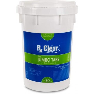 Rx Clear 3-Inch Individually Wrapped Chlorine Tablets | One 50-Pound Bucket | Use As Bactericide, Algaecide, and Disinfectant in Swimming Pools and Spas | Slow Dissolving and UV Protected