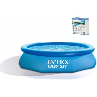 Intex 10ft x 30in Easy Set Above Ground Round Inflatable Swimming Pool & Pump