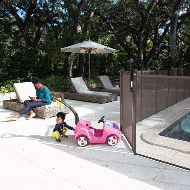 Life Saver Pool Fence GATE48RA-DIYc Pool Fence DIY Self-Closing Gate, Brown