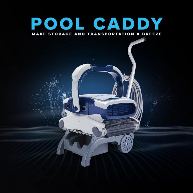 Metalix Aquabot Elite Robotic Pool Cleaner with Caddy Included, Triple Scrubbing Brushes, Massive Dual Cartridge Filters, Quickdraw Filters, and 3 Yr Warranty