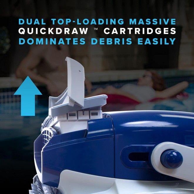 Metalix Aquabot Elite Robotic Pool Cleaner with Caddy Included, Triple Scrubbing Brushes, Massive Dual Cartridge Filters, Quickdraw Filters, and 3 Yr Warranty