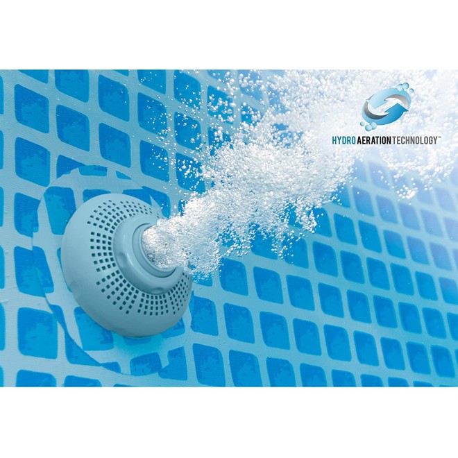 Intex 26731EH 18ft x 48in Outdoor Prism Frame Above Ground Swimming Pool Set with Cover, Ladder, Filter Pump, and 6 Replacement Filters, Gray