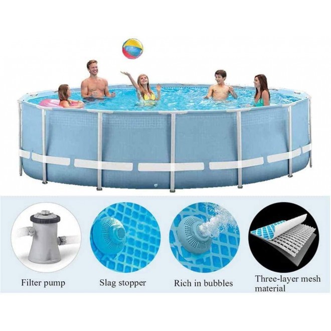 366X76CM Swimming Pool Round Frame Above Ground Pool Set Model Pond Family Filter Pump Metal Frame StructurePool