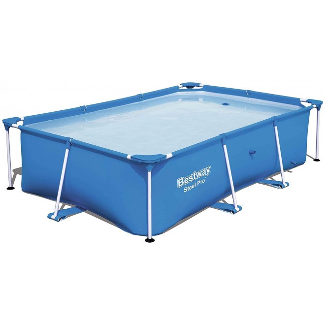 Bestway 56496E Steel Pro 8.5' x 5.6' x 2' Rectangular Above Ground Swimming Pool (Pool Only) with Rust-Resistant Steel Frame, Heavy-Duty PVC, and Polyester 3 Ply Sidewalls