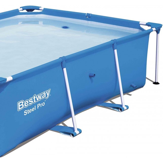 Bestway 56496E Steel Pro 8.5' x 5.6' x 2' Rectangular Above Ground Swimming Pool (Pool Only) with Rust-Resistant Steel Frame, Heavy-Duty PVC, and Polyester 3 Ply Sidewalls
