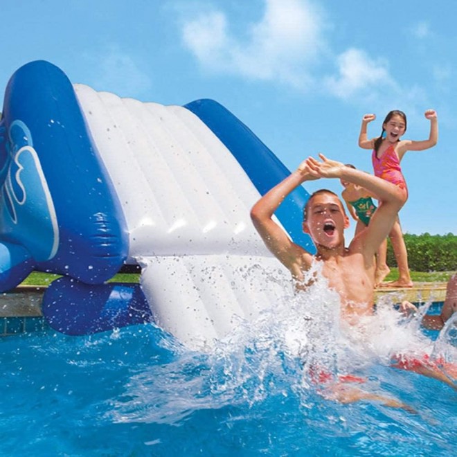 Intex Kool Splash Inflatable Swimming Pool Water Slide & Giant Basketball Hoop