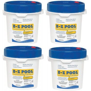 E-Z Pool Weekly All in 1 Concentrated Outdoor Swimming Pool Care Solution Blend with Copper Sulfate Oxygen Enriching Formula, 10 Pound Bucket (4 Pack)