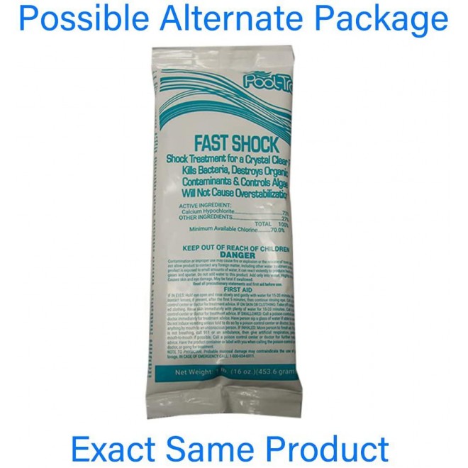 Rx Clear Mega Shock | 73% Calcium Hypochlorite | Kills Algae in Swimming Pools | Works As Pool Sanitizer Clarifier and Algicide | One Pound Bags | 48 Pack