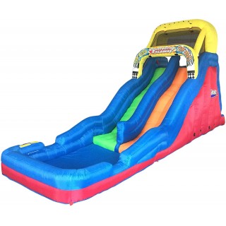 Banzai Double Drop Raceway 2 Lane Inflatable Kids Outdoor Backyard Bounce Water Slide Splash Park