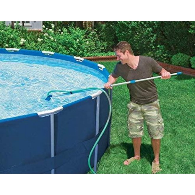Intex 26165EH 15-Foot x 42-Inch Easy Setup Portable Inflatable Outdoor Above Ground Round Swimming Pool Set with Ladder, Filter Pump, Cover and Cleaning Maintenance Kit with Vacuum Skimmer & Pole