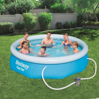 BestWay Fast Set Swimming Pool Set Round Inflatable Above Ground 10ft x 30inch With Filter Pump 57270 by Bestway