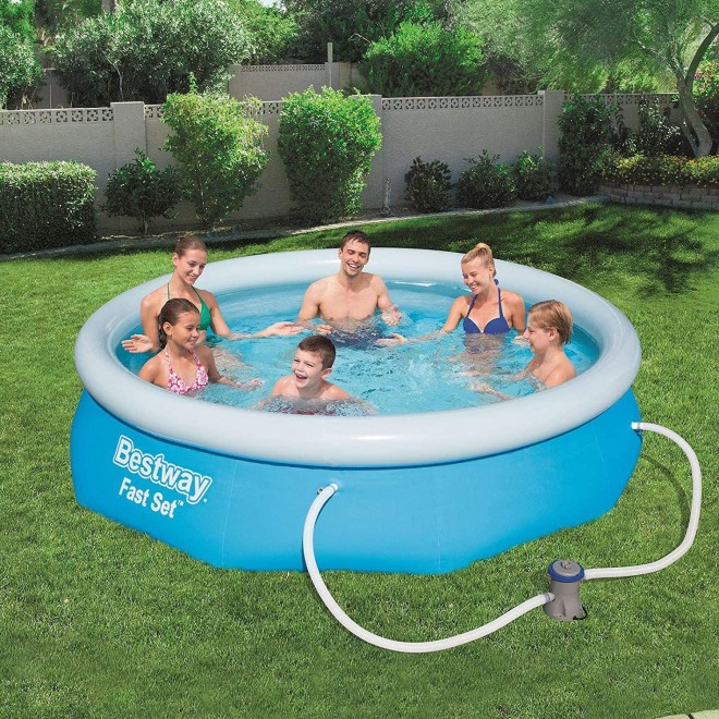 BestWay Fast Set Swimming Pool Set Round Inflatable Above Ground 10ft x 30inch With Filter Pump 57270 by Bestway