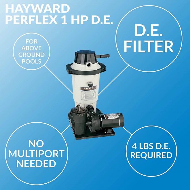 Hayward W3EC40C92S Perflex 1 HP Diatomaceous Earth Filter Pump System for Above-Ground Pools