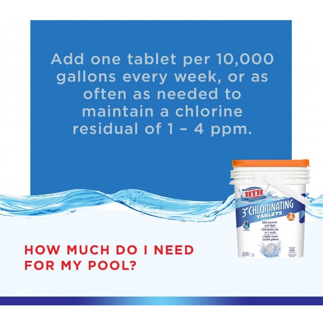 HTH 42041 3-inch Chlorinating Tablets Swimming Pool Chlorine, 35 lbs