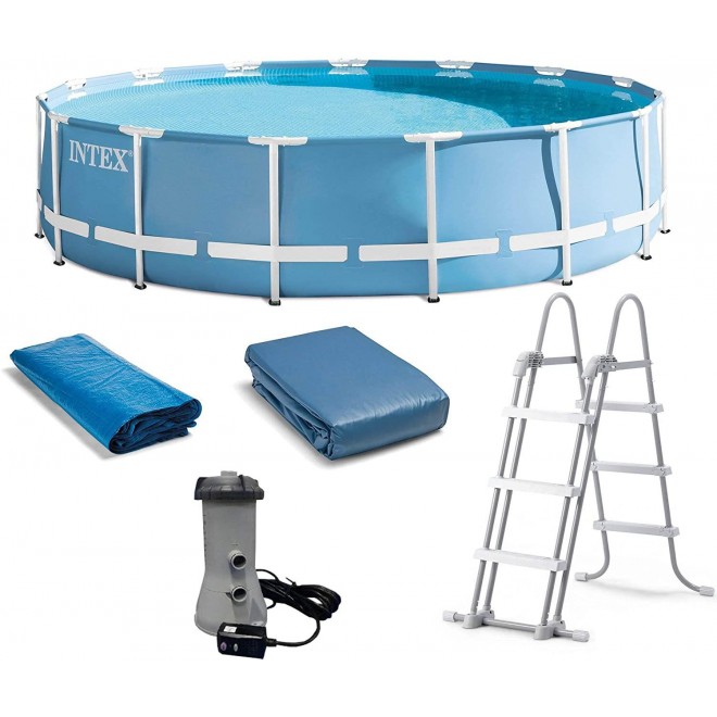 Intex 15ft x 48in Prism Frame Pool Set with Ladder, Cover, & Pump